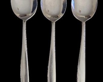 Vintage Seki Stainless Steel Japan Set of 3 Teaspoons Floral Handle Flatware
