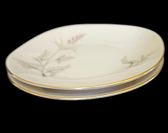 Edelstein Bavaria 18134 Floral Gold Trim Sauce Plates Set of 2 Vintage Germany