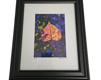 Mark Timmel Signed 2008 Leaf Art Framed Colorful Botanical Contemporary