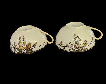 Vintage Imperial China Japan Gold Floral Teacups Set of 2 Porcelain Cups