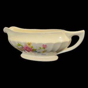 Edwin Knowles Gravy Boat Floral Semi Vitreous USA Vintage