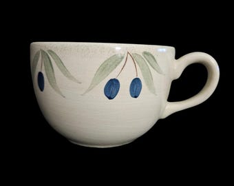 Pier 1 Slovenia Olive Branch Blue Green Ceramic Soup Mugs Set of 2