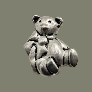 Vintage Pewter Teddy Bear Pin/Brooch 1&quot;