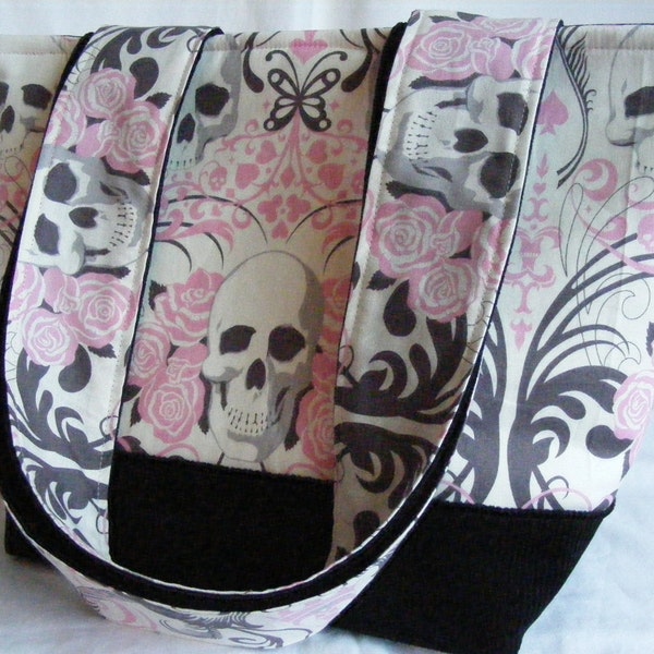 Regal Skull Diaper Bag/ Large Purse/ Tote - Ships Priority - Last One - This fabric is rare - OOAK