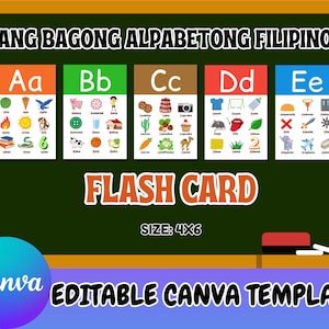 Alpabetong Filipino Flash Card, Editable Canva Template, Ang Bagong Alpabeto, Educational Book, Preschool, Homeschooling