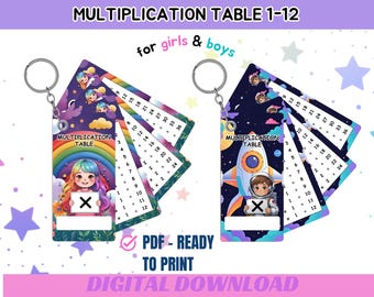 Multiplication Table Printable: Times Table Flash Cards (Digital Files)