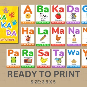 Tarjetas didácticas imprimibles de ABAKADA, materiales de aprendizaje de ABAKADA en filipino para niños en edad preescolar, jardines de infancia y Montessori, descarga instantánea