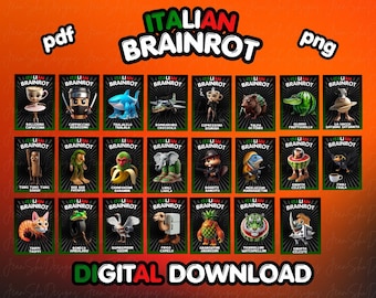 Brainrot Meme Cards: Funny Printable PNG and PDF Digital Download