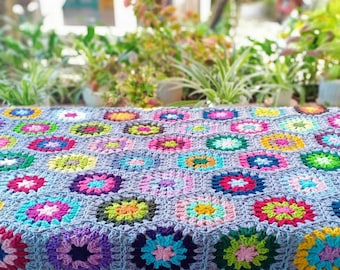 Handmade Crochet Hexagon Blanket: Granny Motif Cotton Throw