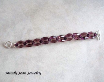Crystal Woven Bracelet, Crystal Bracelet, Purple Crystal Bracelet, Amethyst Crystal Bracelet