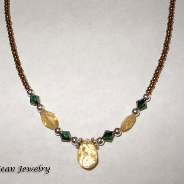 Gemstone Necklace, Citrine Bead Necklace, Czech Glass Necklace, CITRINE DREAM