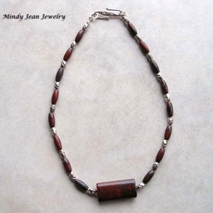 Gemstone Bead Necklace, Poppy Jasper Necklace, Red Gemstone Necklace, LOVE ME KNOT