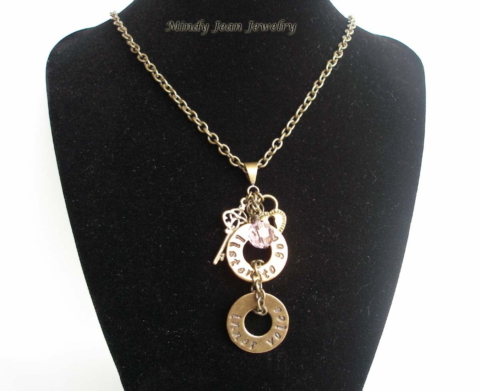 Stamped Metal Washer Necklace, Stamped Washer Necklace, Washer Necklace