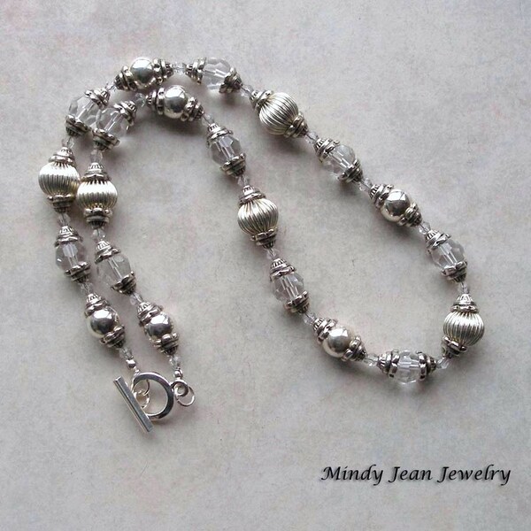 Classic Crystal And Silver Bead Necklace, Crystal and Silver Necklace, Sophisticated, WINTER FROST