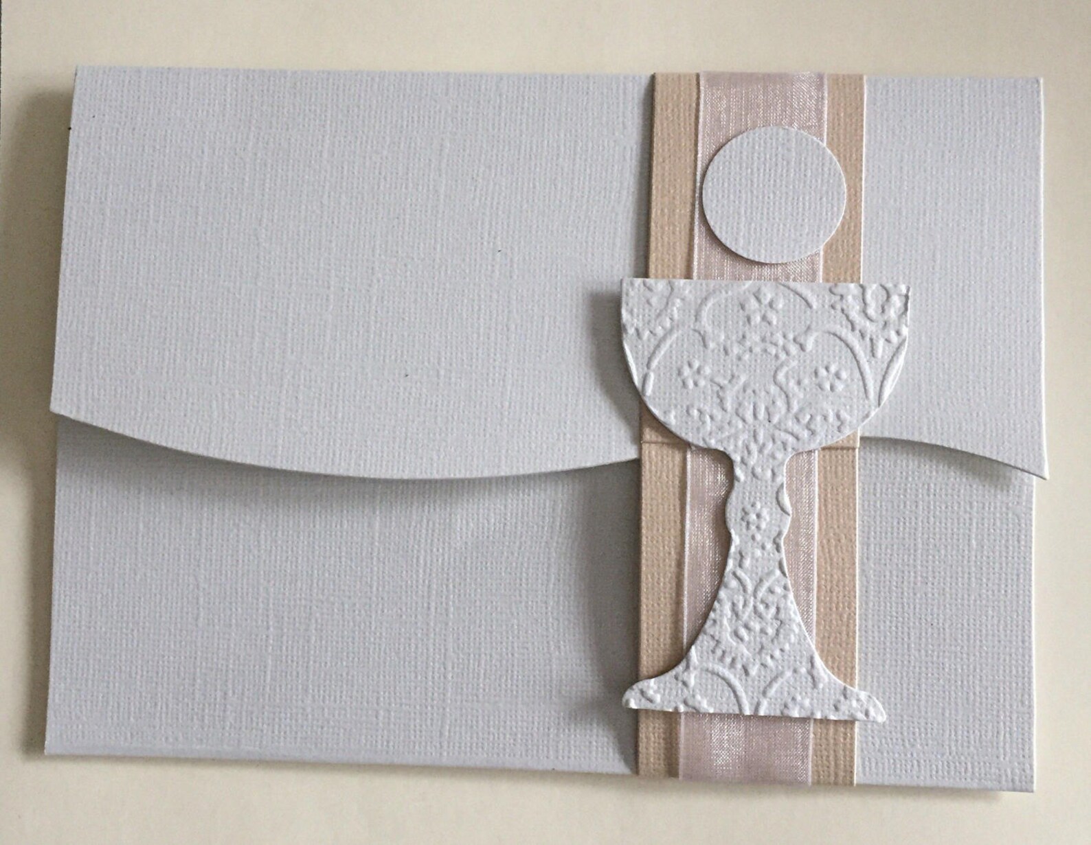 Embossed chalice ribbon enhanced communion invitations Etsy