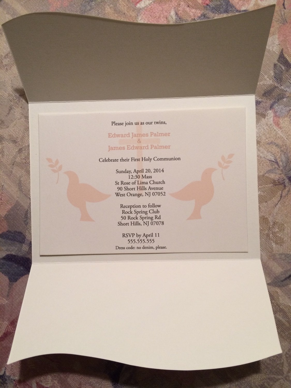 Embossed chalice ribbon enhanced communion invitations Etsy