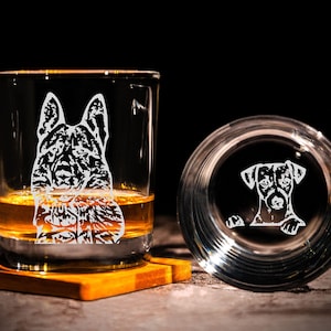 Engraved Custom Dog Photo Whiskey Glass - Personalized Memorial Gifts for Pet Owners with High-quality Engraving Rock Glass