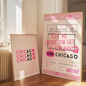 Trendy Chicago Poster Set, Text Me When You, Chicago Travel Poster, Illinois Travel Art, Chicago Wall Art, Chicago Printable, Dorm Decor