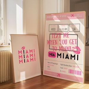 Trendy Florida Miami Poster Set, Text Me When You, Miami Travel Poster, Miami Bachelorette, Miami Wall Art, Florida Travel Print, Dorm Decor