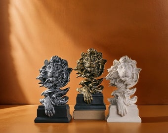 大きなライオンのブロンズ像（ホットキャストブロンズ） - 立っている