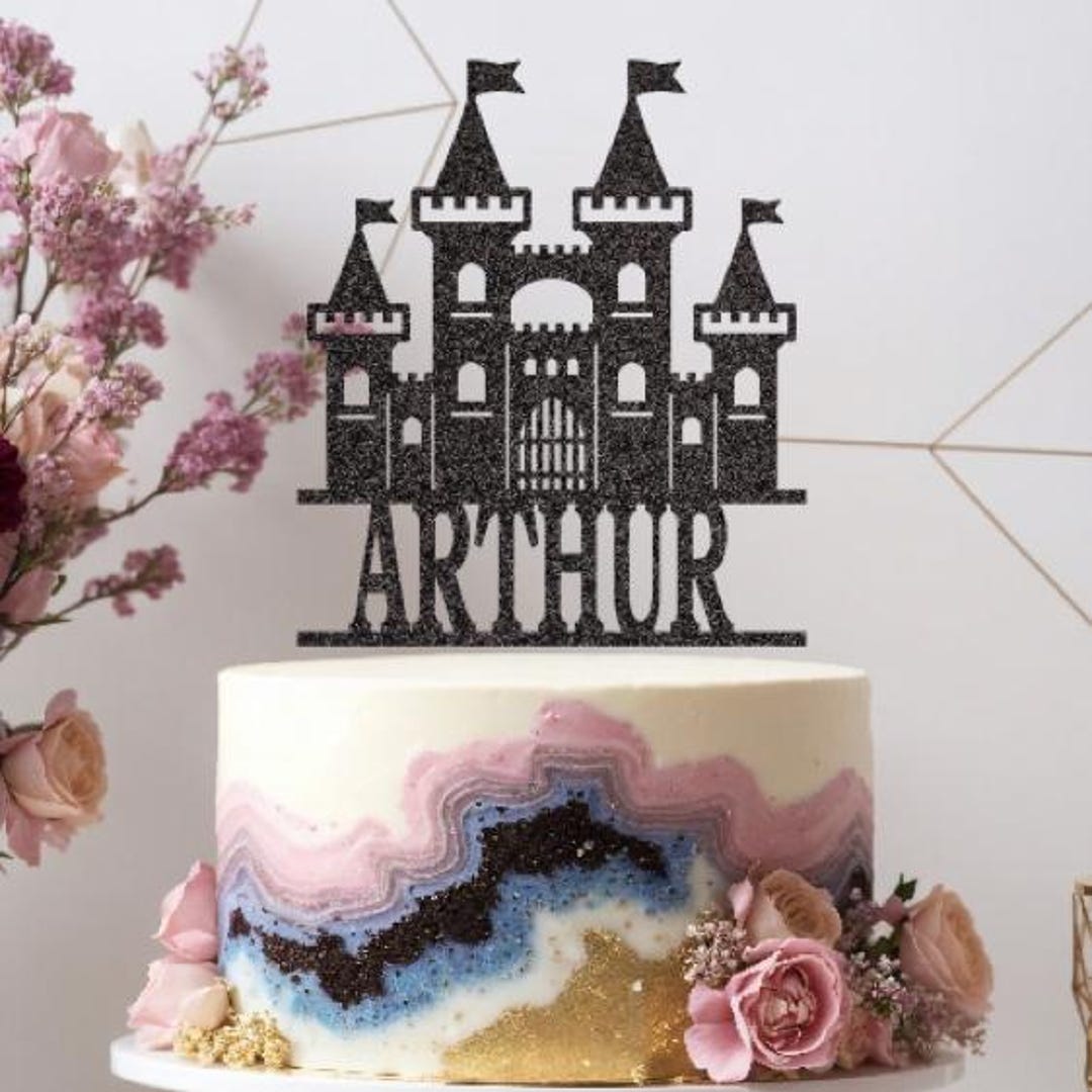 Knight Grad Topper Personalised Knight's Castle Glitter Cake Topper. Prince Arthurian ...