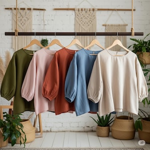 Oversized Linen Tunic Top: Breathable Linen Cotton Blend, Summer Fashion