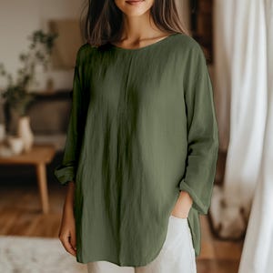 Boho Linen Tunic, Summer Casual Top, Oversized Blouse, Unisex Linen Shirt, Casual Tunic Top, Solid Linen Shirts