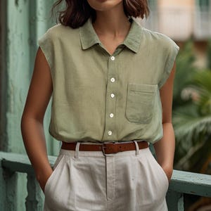 Loose Linen Cotton Shirt: Long Sleeve Breathable Tunic