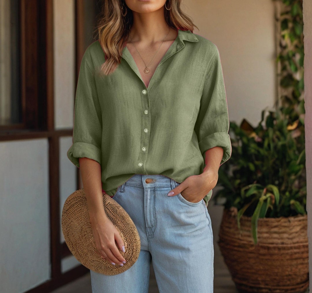 Crochet Linen Loose Fit Shirt