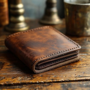 Klassische braune Brieftasche, rustikale Lederbrieftasche, rustikale Herren-Brieftasche, Luxuslederbrieftasche, - Geschenk für Ihn