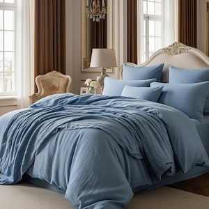 Washed Cotton Bedding Set: Soft, Breathable Duvet Cover with Bedsheet