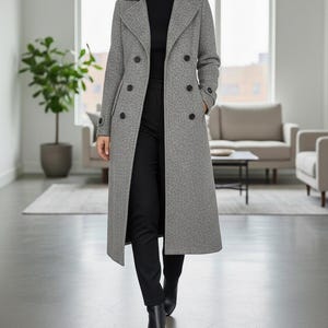 Trench-coat Femme En Laine Col Rond Nouvel Hiver 2020 Slim Avec Bouton