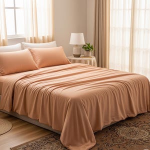100% Pure Linen Bed Sheet Set: Natural, Breathable, Stonewashed