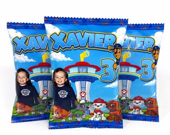 Custom Paw Patrol Chip Bags | Personalized Birthday Snack Favors, Puppy Theme Decorations