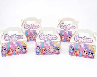 Boîtes à friandises bleues inspirées des ballerines pour chiots | Cadeaux personnalisés à thème Danse | Coffrets cadeaux d'anniversaire personnalisés