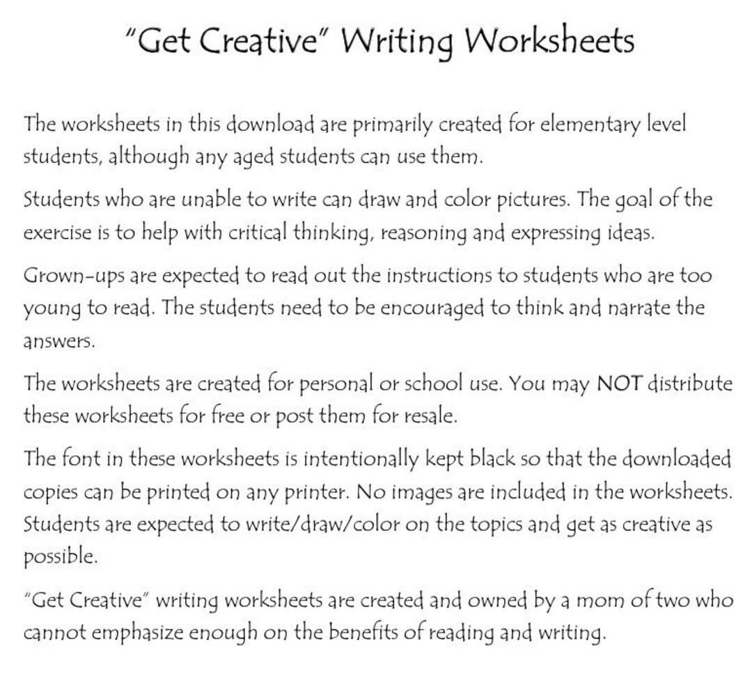 Creative Writing Worksheets for Kids - Etsy