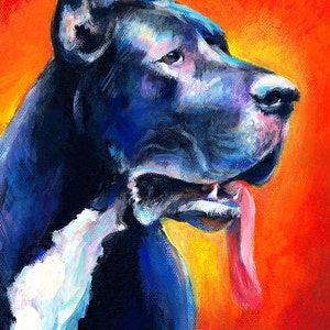 Colorful Great Dane Signed PHOTO art Print from original acrylic painting by Svetlana Novikova