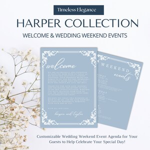 Itinerario y carta de bienvenida de boda, Colección Harper, Elegancia atemporal