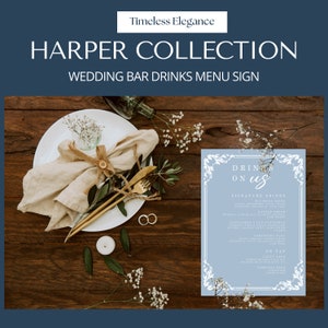 Wedding Bar Drinks Menu Sign | Card, Harper Collection, Timeless Elegance