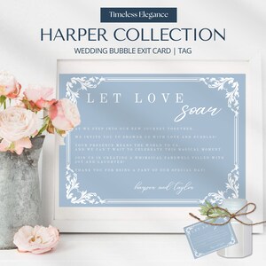 Tarjeta / letrero de salida de burbujas de boda, colección Harper, elegancia atemporal