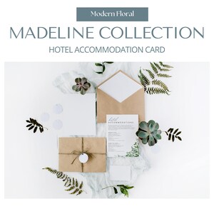 Hochzeitskarte, Hotelunterkunft, Madeline Collection, Modern Floral