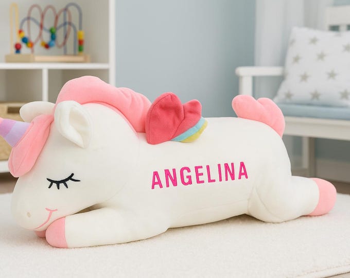 Personalized Unicorn Plush Toy: Custom Embroidered Name, 20 inch Stuffed Animal