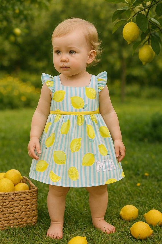 lemon cotton dress Lemon Yellow 100% Cotton Flared Sundress 68" / Petite (5'1" and below)