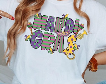 Mardi Gras-shirt, Mardi Gras-carnavalshirt, dames Mardi Gras-T-shirt, New Orleans-shirt, retro Mardi Gras-T-shirt, Fat Tuesday-cadeau, Louisiana-trui