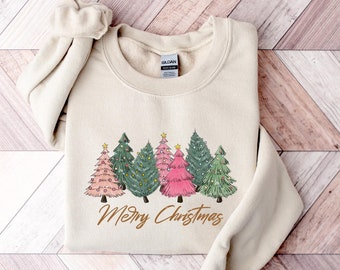 Merry Christmas Sweatshirt, Women's Christmas Shirt, Christmas Crewneck, Christmas Tree Shirt, Womens Holiday Sweatshirt, Winter Sweatshirt