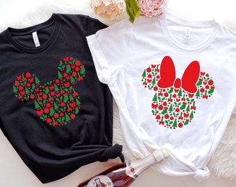 Maglietta natalizia Disney Mickey Minnie,Maglietta natalizia Disney Family,Maglietta Disney abbinata,Natale Topolino,Natale Disneyland,Coppia Disney