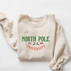 North Pole University Sweatshirt, Retro North Pole Est 1824 Shirt, Christmas Collage Sweatshirt, Holiday Sweatshirt, Christmas Sweatshirt