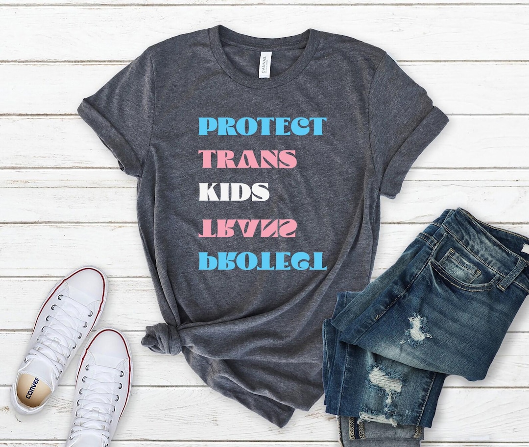 Protect Trans Kids Shirt, LGBTQ+ Ally Tee With Trans Flag Colors ...