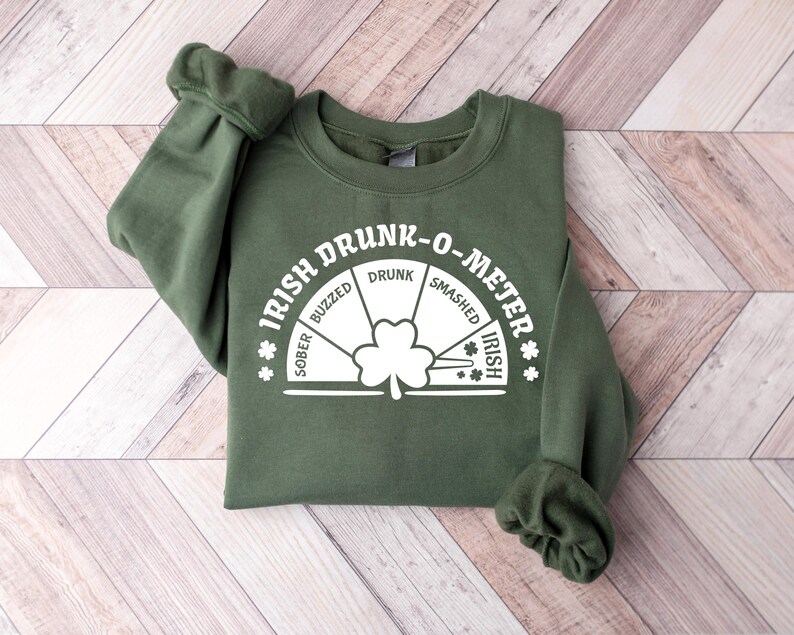 Irländsk Drunk O Meter-t-shirt, rolig St Patricks Day-tröja, irländska älskare och St Patricks Day, 90-tals Y2K-tröjor, St Patricks Day- och pubtröja, öltröja bild 5