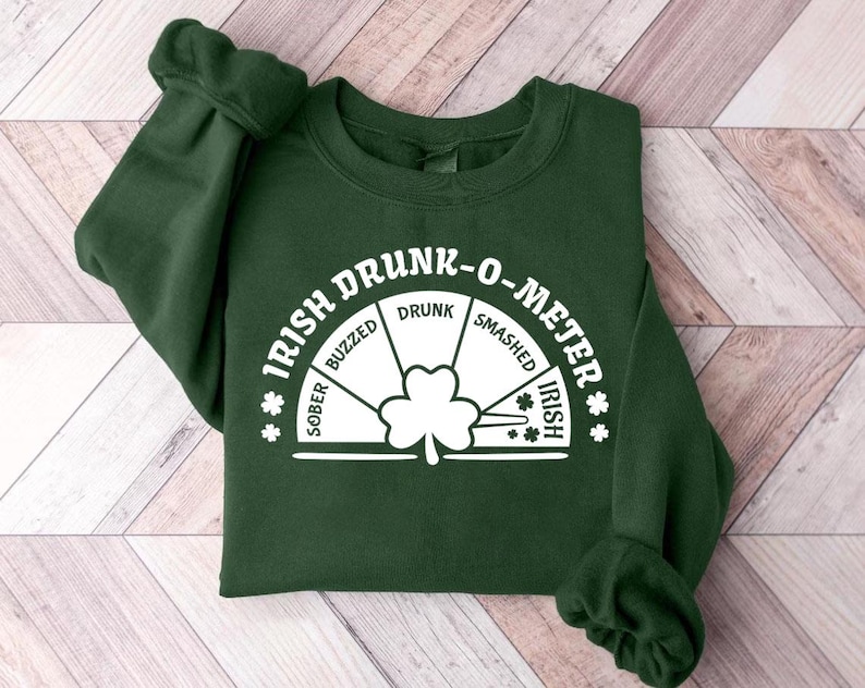 Irländsk Drunk O Meter-t-shirt, rolig St Patricks Day-tröja, irländska älskare och St Patricks Day, 90-tals Y2K-tröjor, St Patricks Day- och pubtröja, öltröja bild 6